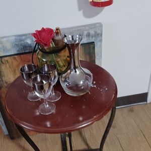 Vintage MCM Dorthy Thorpe Style Metallic Fade "Ombre" Decanter With 3 Glasses